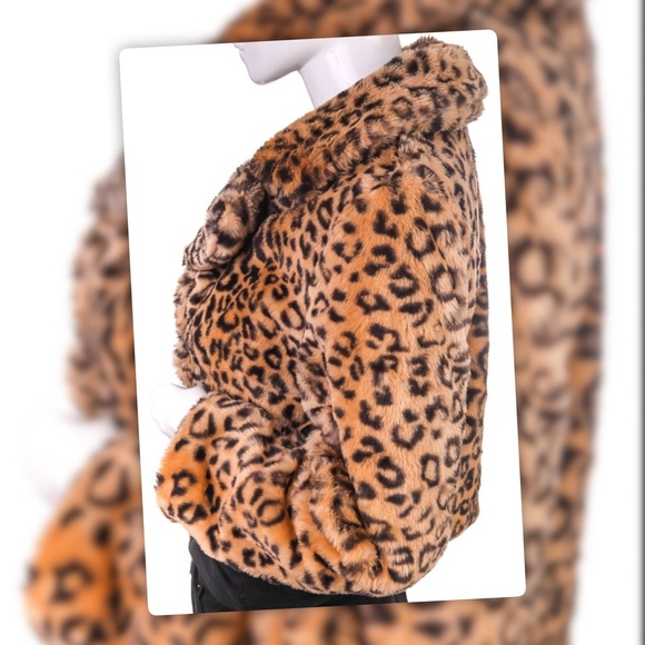 NEW STYLE Winter 2022 Cozy Cropped Leopard Fancy Jacket Coat - Picture 5 of 6